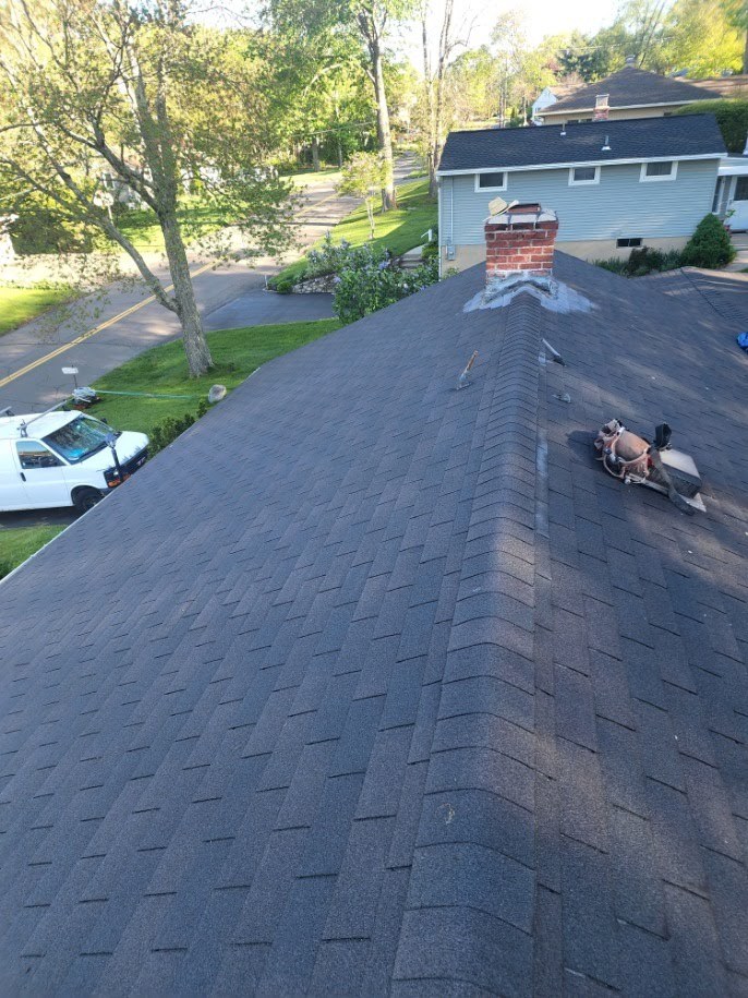 A roof overlooking the water in Bridgeport, Connecticut