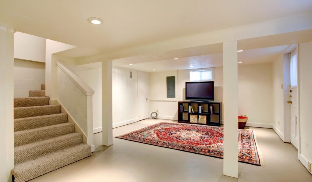 A finished basement remodeling project